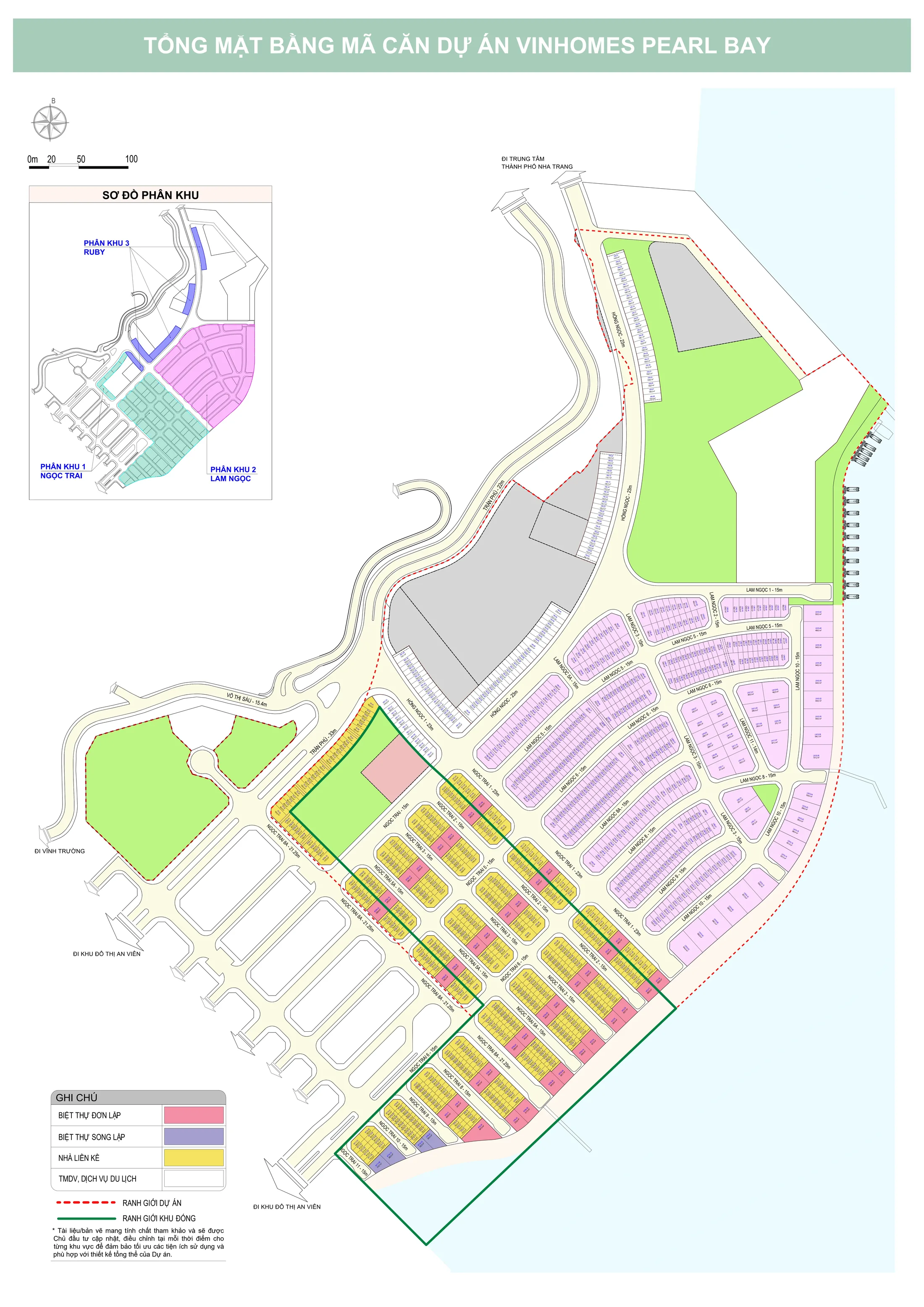 Tổng mặt bằng mã căn Vinhomes Pearl Bay